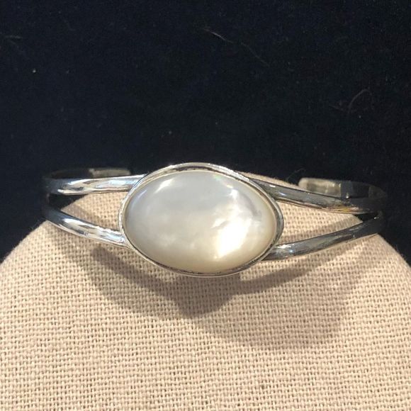 Vintage BARSE Sterling Silver Mother of Pearl Cuff Bracelet